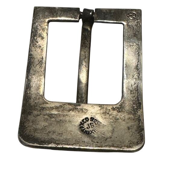 Vintage Taxco Mexico JS Sterling Silver 925 Small Belt Buckle 1.5x2 Southwestern - Picture 4 of 11